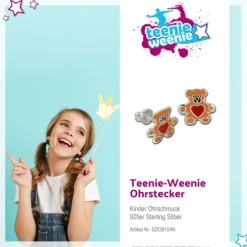Kinder Ohrring Teddy braun Silber Ohrstecker Kinderschmuck TW SDO8104N