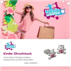 Kinder Ohrring Teddy rosa Silber Ohrstecker Kinderschmuck TW SDO8007A