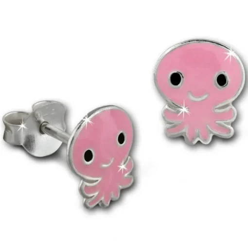 Kinder Ohrring Tintenfisch Rosa Ohrstecker 925 Kinderschmuck TW SDO8147A