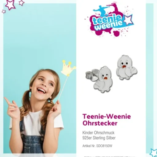 Kinder Ohrring Vögelchen weiß Ohrstecker 925 Kinderschmuck TW SDO8150W