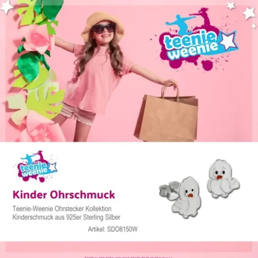 Kinder Ohrring Vögelchen weiß Ohrstecker 925 Kinderschmuck TW SDO8150W