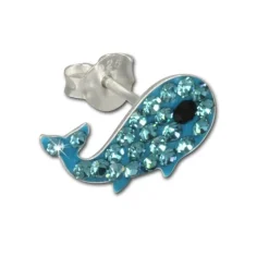 Kinder Ohrring Wal blau Silber Ohrstecker Kinderschmuck TW SDO8001H