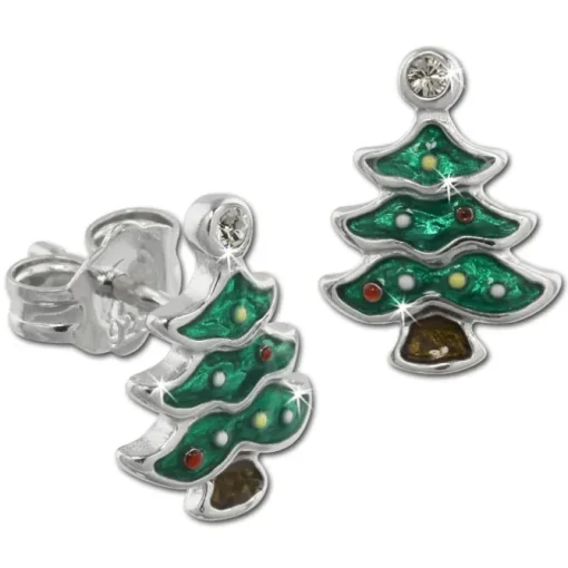 Kinder Ohrring Weihnachtsbaum Silber Ohrstecker Kinderschmuck TW SDO613G