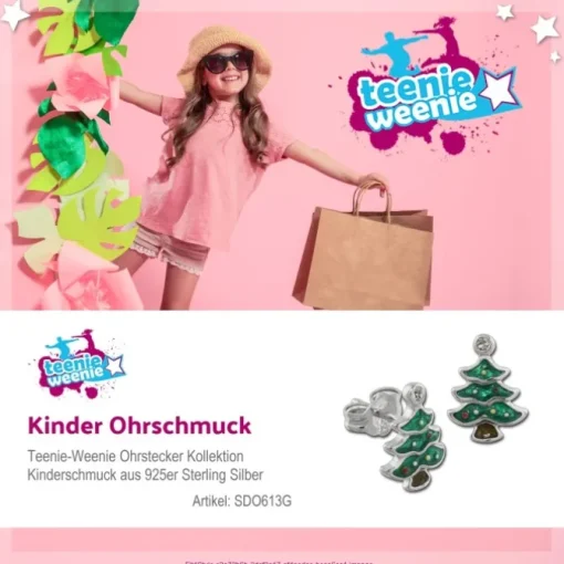 Kinder Ohrring Weihnachtsbaum Silber Ohrstecker Kinderschmuck TW SDO613G