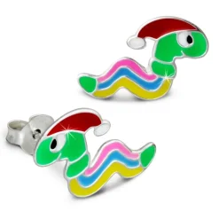 Kinder Ohrring Wurm grün Silber Ohrstecker Kinderschmuck TW SDO8117G