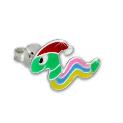 Kinder Ohrring Wurm grün Silber Ohrstecker Kinderschmuck TW SDO8117G