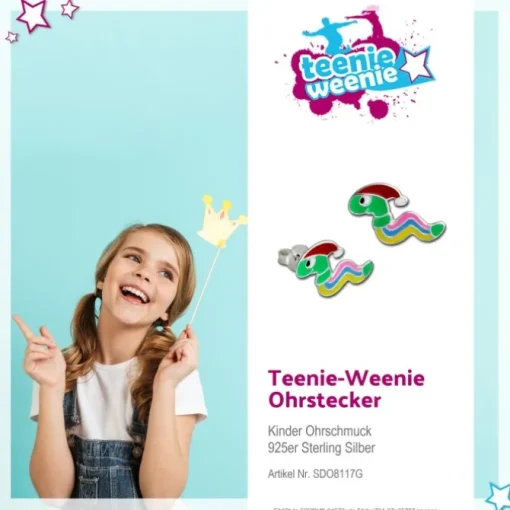 Kinder Ohrring Wurm grün Silber Ohrstecker Kinderschmuck TW SDO8117G