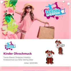 Kinder Ohrstecker Hund Dangle 925 Sterling Silber Kinderschmuck TW SDO8166N