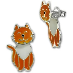 Kinder Ohrstecker Katze Dangle 925 Sterling Silber Kinderschmuck TW SDO8168O