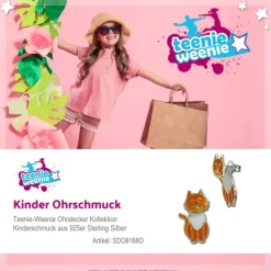 Kinder Ohrstecker Katze Dangle 925 Sterling Silber Kinderschmuck TW SDO8168O