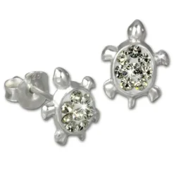 Kinder Ohrstecker Schildkröte weiß Silber Kinderschmuck TW SDO8006W