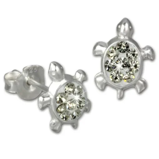 Kinder Ohrstecker Schildkröte weiß Silber Kinderschmuck TW SDO8006W