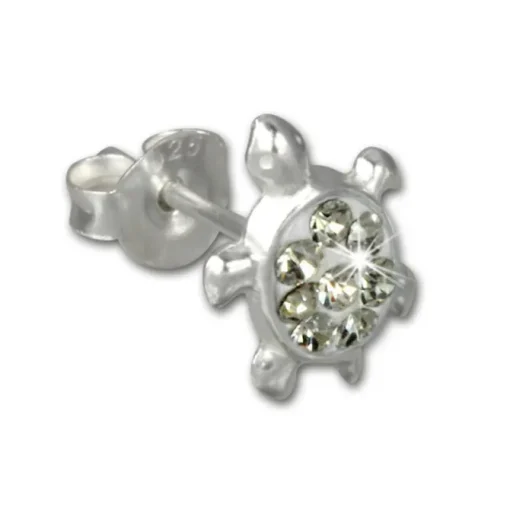 Kinder Ohrstecker Schildkröte weiß Silber Kinderschmuck TW SDO8006W