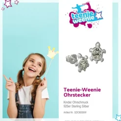 Kinder Ohrstecker Schildkröte weiß Silber Kinderschmuck TW SDO8006W