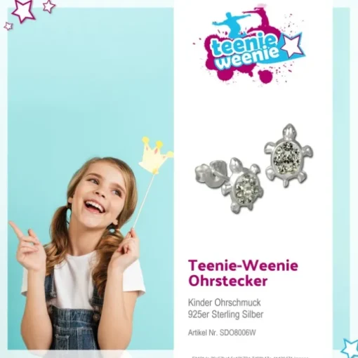 Kinder Ohrstecker Schildkröte weiß Silber Kinderschmuck TW SDO8006W