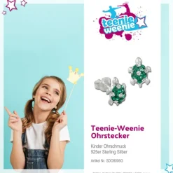 Kinder Ohrstecker Schildkröte grün/weiß Silber Kinderschmuck TW SDO8006G