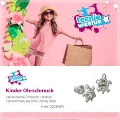 Kinder Ohrstecker Schildkröte weiß Silber Kinderschmuck TW SDO8006W