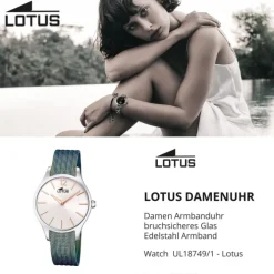 Lotus Damen Armbanduhr Bliss 18749/1 Analog Edelstahl blau grün UL18749/1