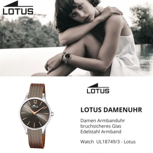 Lotus Damen Armbanduhr Bliss 18749/3 Analog Edelstahl braun UL18749/3