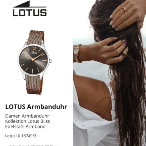 Lotus Damen Armbanduhr Bliss 18749/3 Analog Edelstahl braun UL18749/3