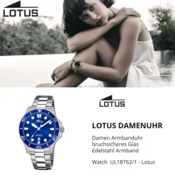 Lotus Damen Armbanduhr Sport 18762/1 Analog Edelstahl silber UL18762/1