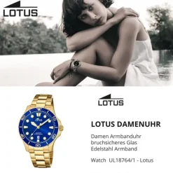 Lotus Damen Armbanduhr Sport 18764/1 Analog Edelstahl gold UL18764/1