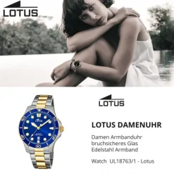 Lotus Damen Armbanduhr Sport 18763/1 Analog Edelstahl silber gold UL18763/1