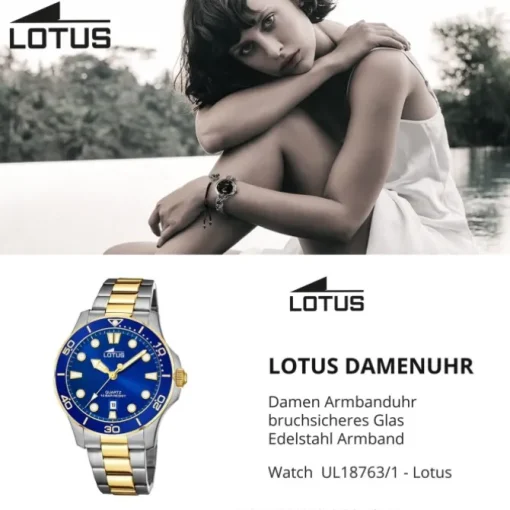 Lotus Damen Armbanduhr Sport 18763/1 Analog Edelstahl silber gold UL18763/1