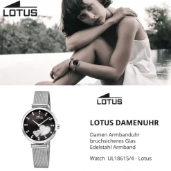 LOTUS Damen Armbanduhr Zirkonias 18615/4 Edelstahl silber UL18615/4