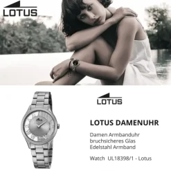 Lotus Damen-Armbanduhr Edelstahl grau 18398/1 Quarz Trendy UL18398/1
