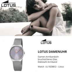 LOTUS Damen-Armbanduhr Stahlband klassisch Quarz Edelstahl silber UL18288/2