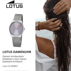 LOTUS Damen-Armbanduhr Stahlband klassisch Quarz Edelstahl silber UL18288/2
