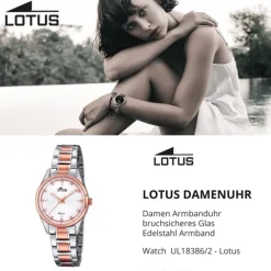 Lotus Damen-Uhr Edelstahl silber roségold 18386/2 Quarz Grace UL18386/2