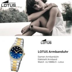 Lotus Damenuhr Edelstahl silbergold Lotus Classic Armbanduhr UL18886/3