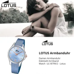 Lotus Damenuhr Edelstahl blau Lotus Classic Armbanduhr UL18799/2