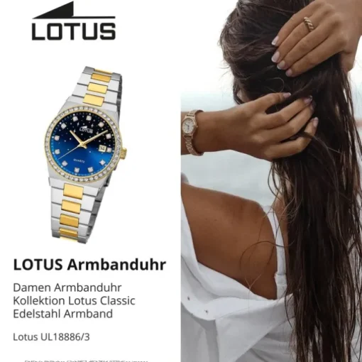 Lotus Damenuhr Edelstahl silbergold Lotus Classic Armbanduhr UL18886/3