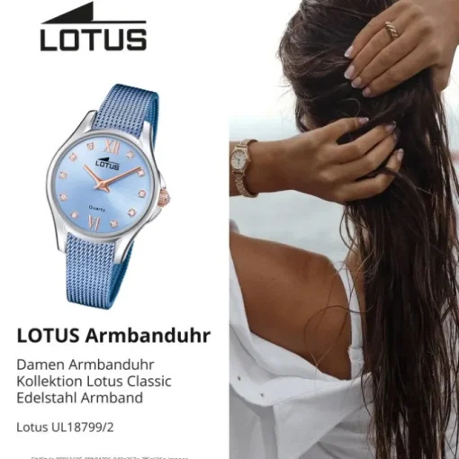 Lotus Damenuhr Edelstahl blau Lotus Classic Armbanduhr UL18799/2