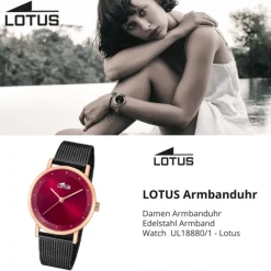 Lotus Damenuhr Edelstahl schwarz Lotus Classic Armbanduhr UL18880/1