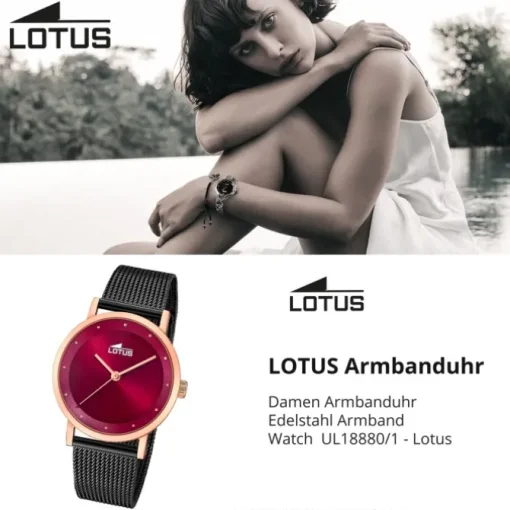 Lotus Damenuhr Edelstahl schwarz Lotus Classic Armbanduhr UL18880/1