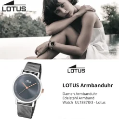 Lotus Damenuhr Edelstahl grau Lotus Classic Armbanduhr UL18878/3