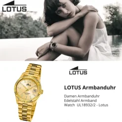 Lotus Damenuhr Edelstahl gold Lotus Classic Armbanduhr UL18932/2