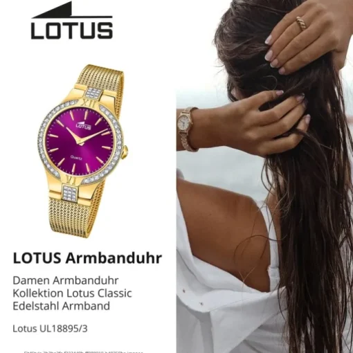 Lotus Damenuhr Edelstahl gold Lotus Classic Armbanduhr UL18895/3