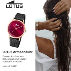Lotus Damenuhr Edelstahl schwarz Lotus Classic Armbanduhr UL18880/1