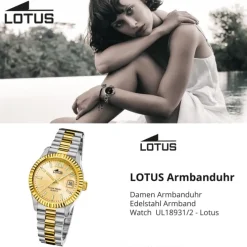 Lotus Damenuhr Edelstahl silber gold Lotus Classic Armbanduhr UL18931/2