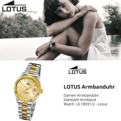 Lotus Damenuhr Edelstahl silber gold Lotus Classic Armbanduhr UL18931/2