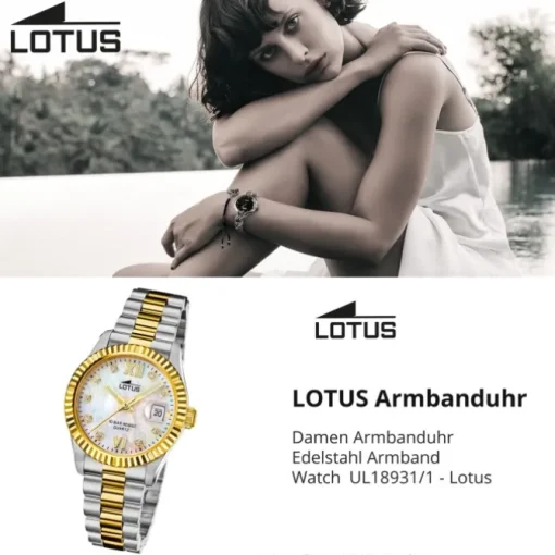 Lotus Damenuhr Edelstahl silber gold Lotus Classic Armbanduhr UL18931/1