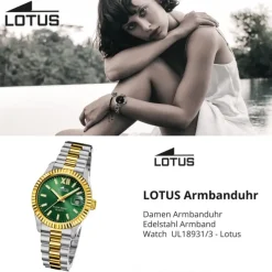 Lotus Damenuhr Edelstahl silber gold Lotus Classic Armbanduhr UL18931/3