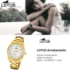 Lotus Damenuhr Leder gold Lotus Classic Armbanduhr UL18902/3