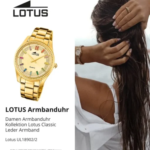 Lotus Damenuhr Leder gold Lotus Classic Armbanduhr UL18902/2