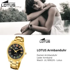 Lotus Damenuhr Leder gold Lotus Classic Armbanduhr UL18902/6